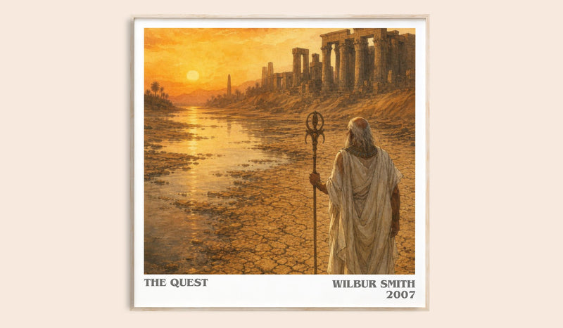 The Quest literary book poster by Wilbur Smith – framed literary art print