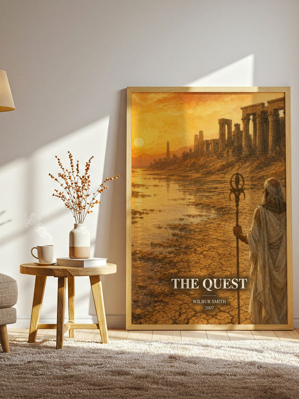 The Quest watercolour print in frame leaning in hallway – adventure wall art