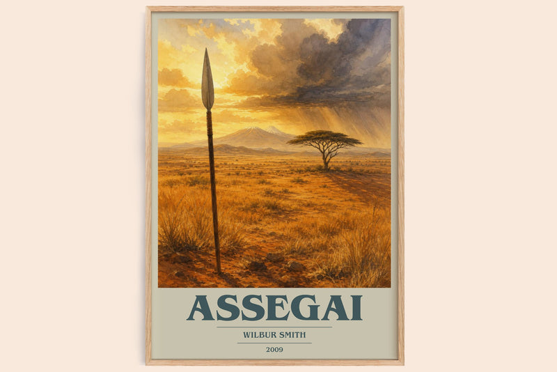 Assegai book cover book poster by Wilbur Smith – framed literary art print