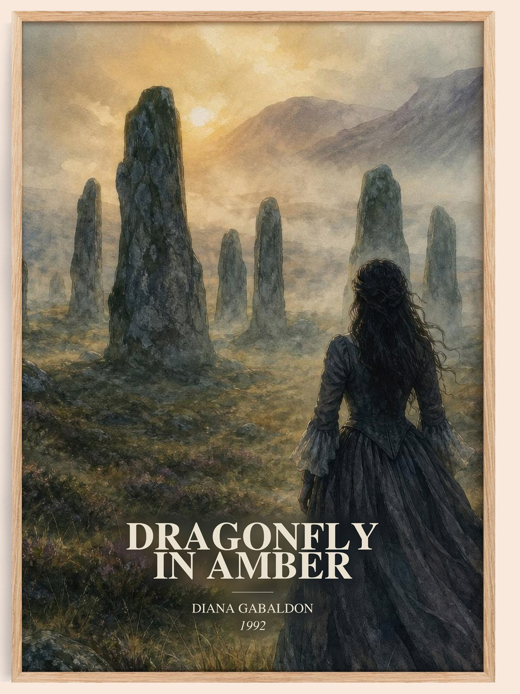 Dragonfly in Amber watercolour book poster by Diana Gabaldon – framed literary art print