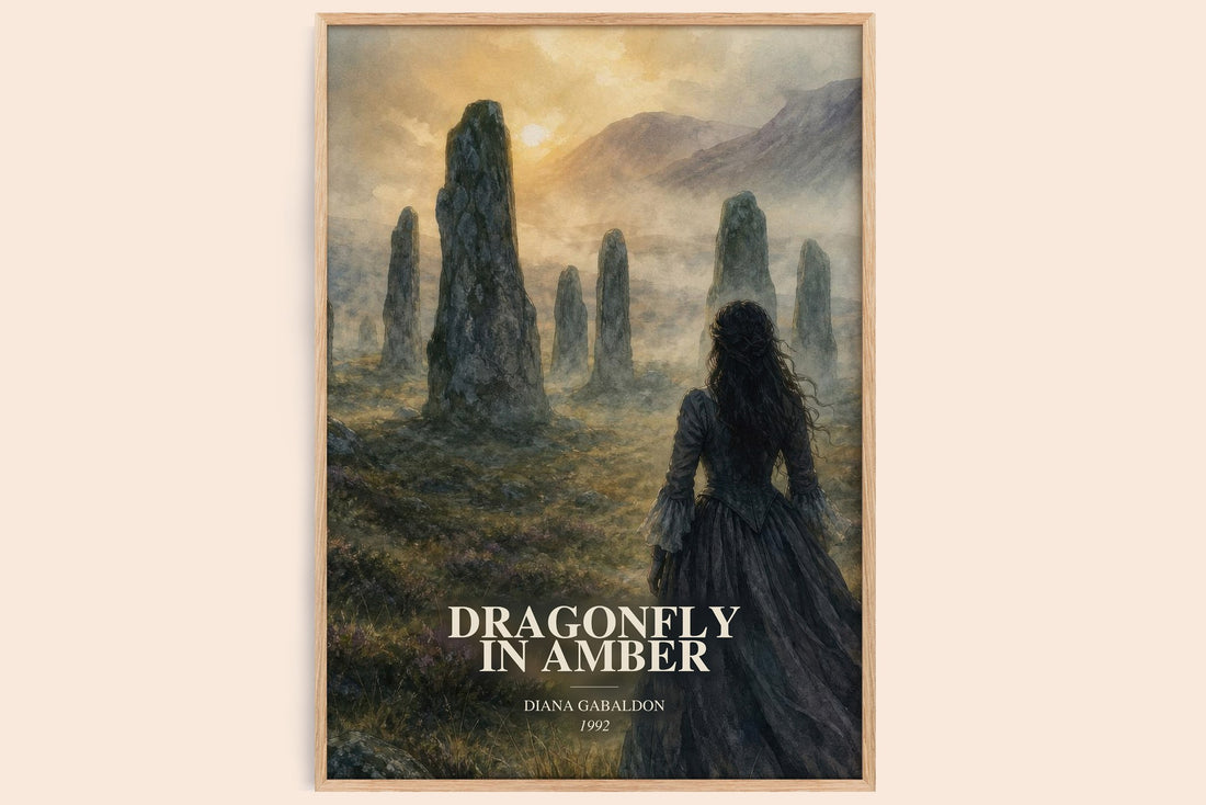 Dragonfly in Amber watercolour book poster by Diana Gabaldon – framed literary art print