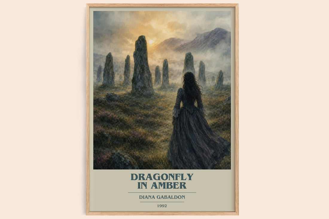 Dragonfly in Amber book cover book poster by Diana Gabaldon – framed literary art print