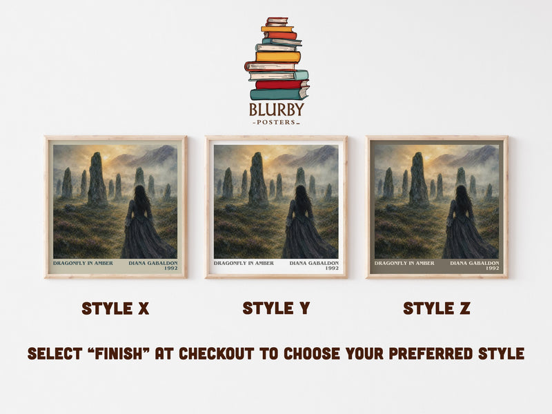 Dragonfly in Amber literary print in frame leaning in hallway – historical fiction wall art