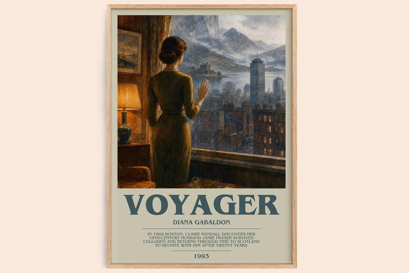 Voyager bookish book poster by Diana Gabaldon – framed literary art print