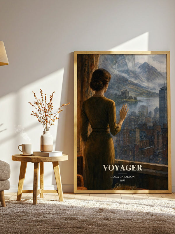 Voyager watercolour print in frame leaning in hallway – historical fiction wall art