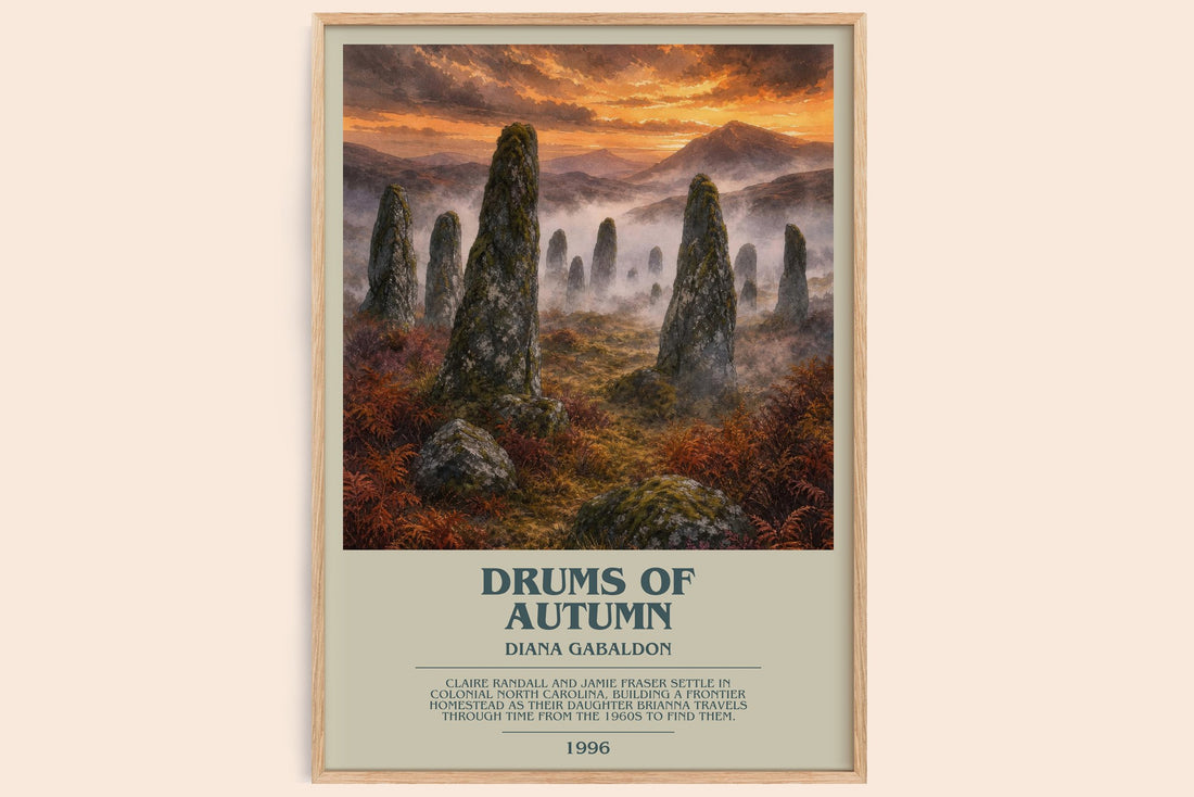 Drums of Autumn bookish book poster by Diana Gabaldon – framed literary art print