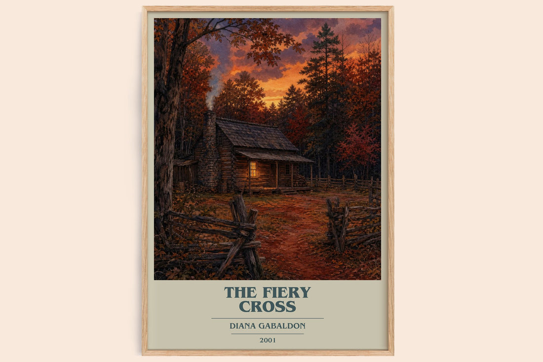 The Fiery Cross book cover book poster by Diana Gabaldon – framed literary art print
