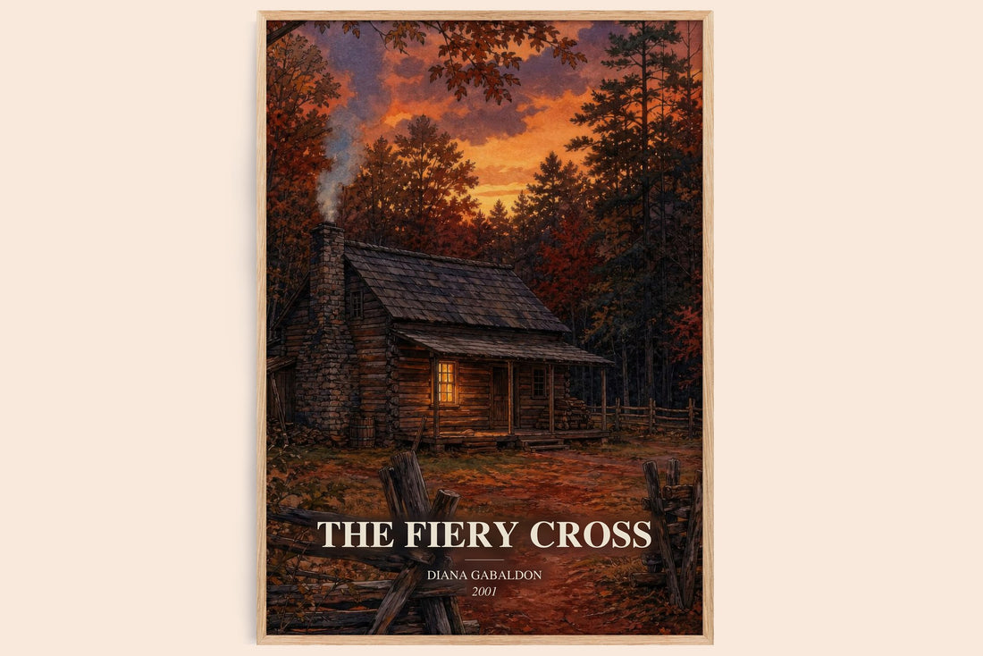 The Fiery Cross watercolour book poster by Diana Gabaldon – framed literary art print