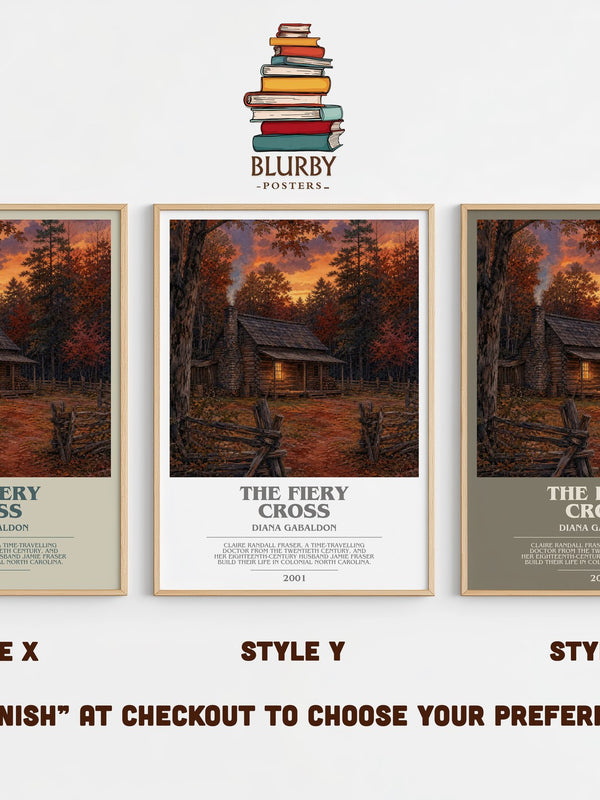 The Fiery Cross bookish print in frame leaning in hallway – historical fiction wall art