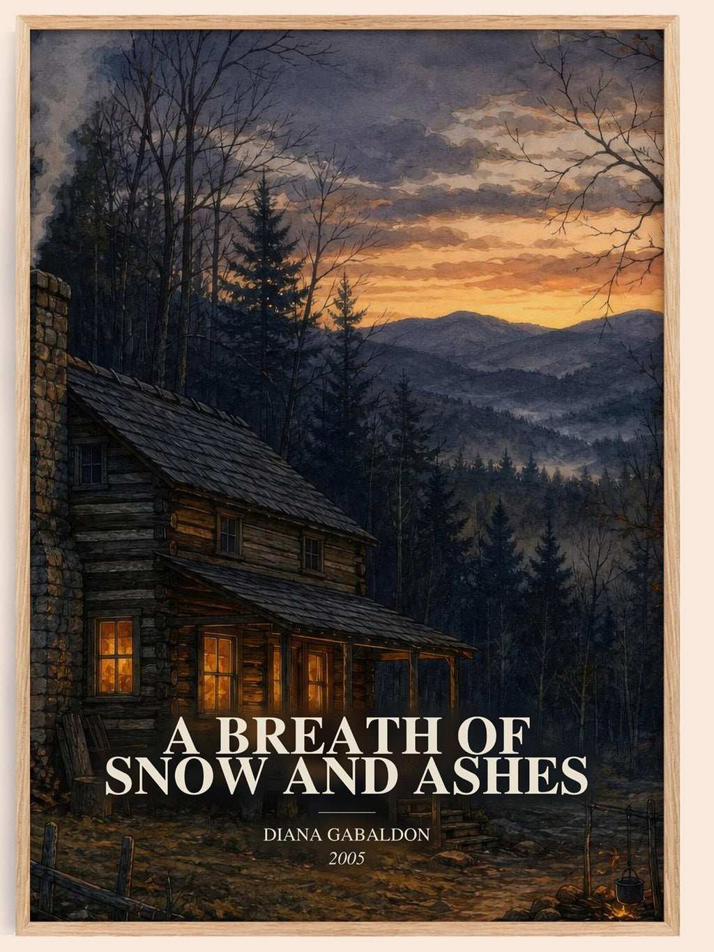 A Breath of Snow and Ashes watercolour book poster by Diana Gabaldon – framed literary art print