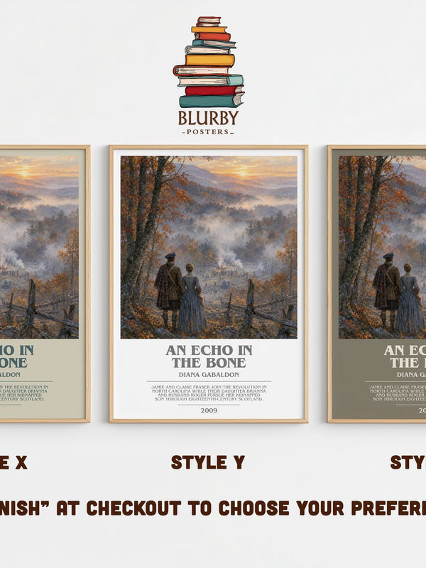 An Echo in the Bone bookish print in frame leaning in hallway – historical fiction wall art