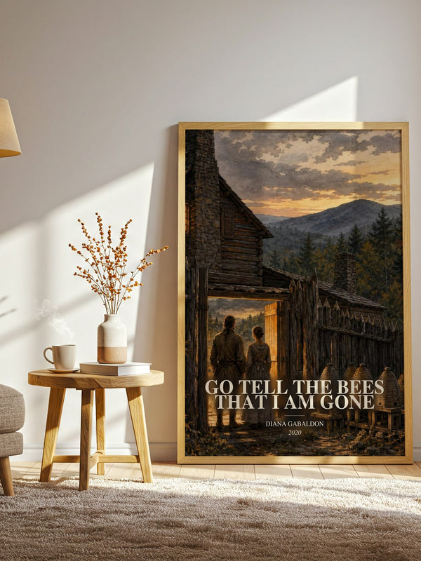 Go Tell the Bees That I Am Gone watercolour print in frame leaning in hallway – historical fiction wall art