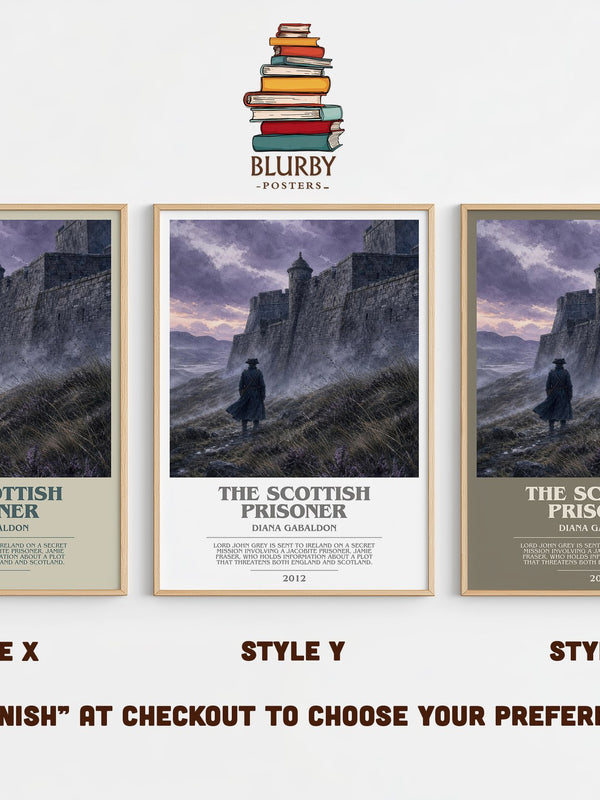 The Scottish Prisoner bookish print in frame leaning in hallway – historical fiction wall art