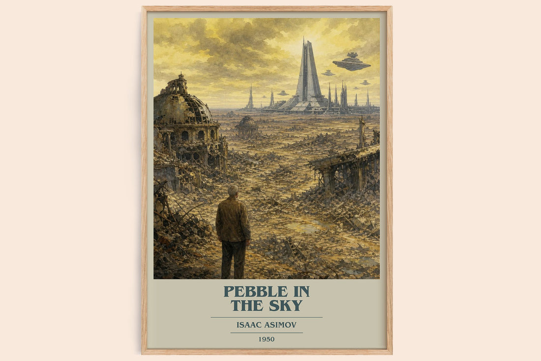 Pebble in the Sky book cover book poster by Isaac Asimov – framed literary art print