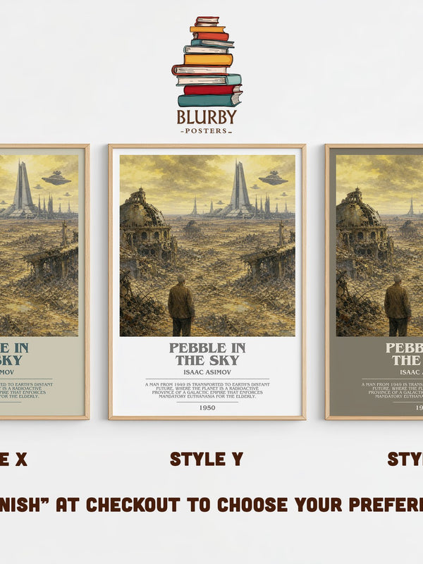 Pebble in the Sky bookish print in frame leaning in hallway – sci fi wall art