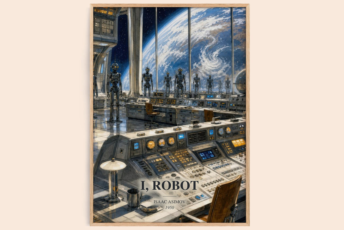 I, Robot watercolour book poster by Isaac Asimov – framed literary art print
