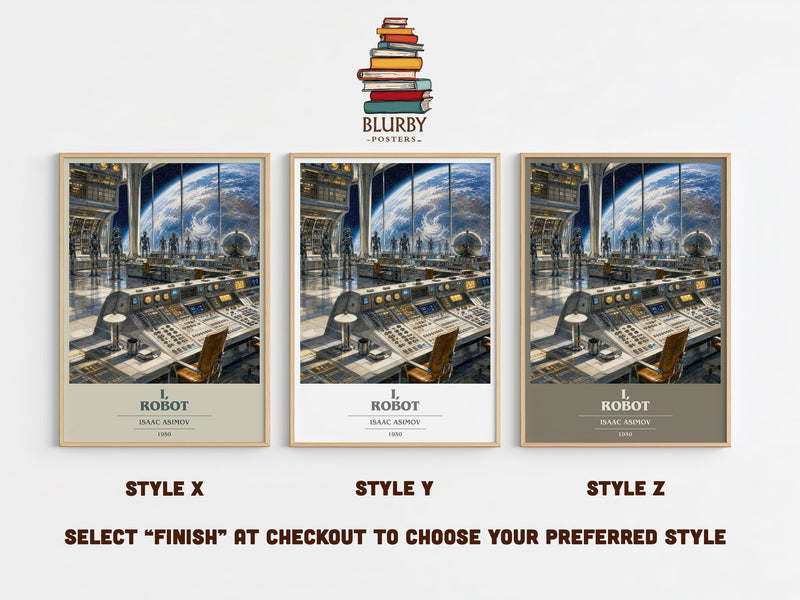 I, Robot book cover print in frame leaning in hallway – sci fi wall art