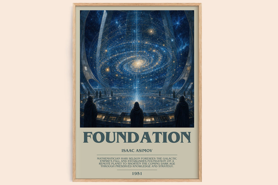 Foundation bookish book poster by Isaac Asimov – framed literary art print