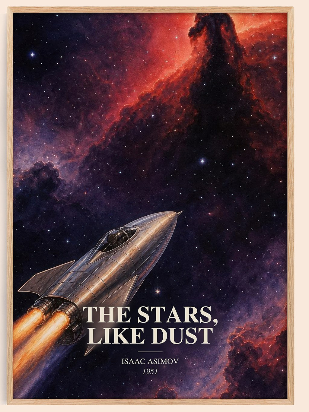 The Stars, Like Dust watercolour book poster by Isaac Asimov – framed literary art print