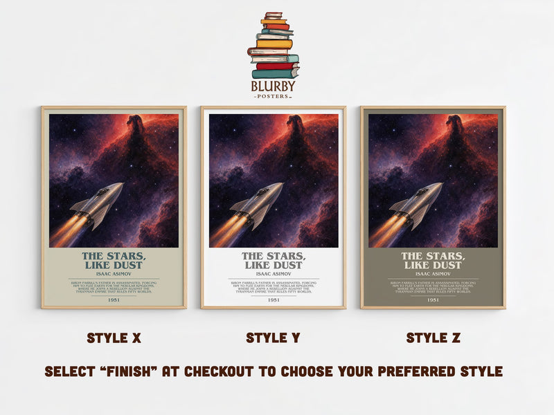 The Stars, Like Dust bookish print in frame leaning in hallway – sci fi wall art