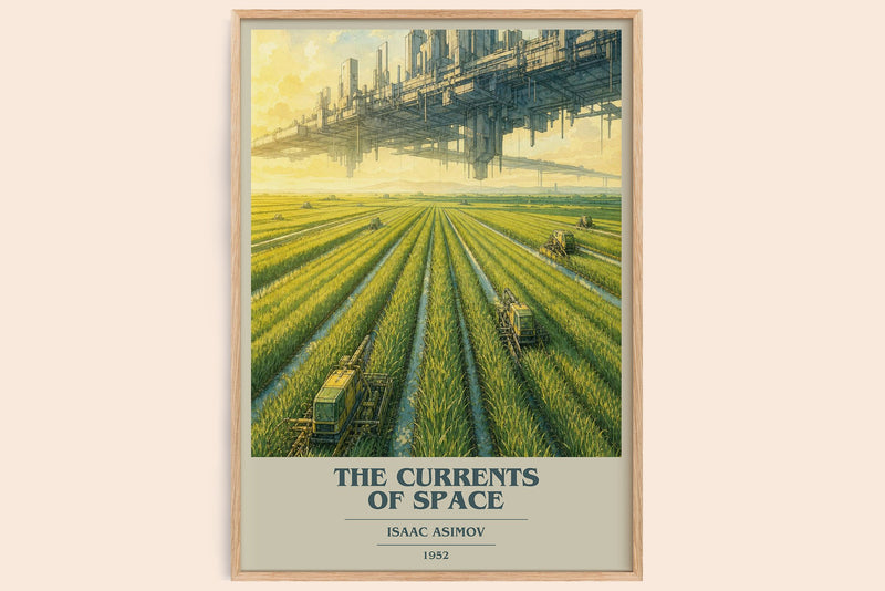 The Currents of Space book cover book poster by Isaac Asimov – framed literary art print