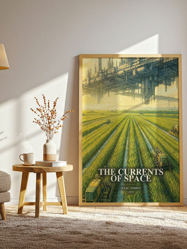 The Currents of Space watercolour print in frame leaning in hallway – sci fi wall art
