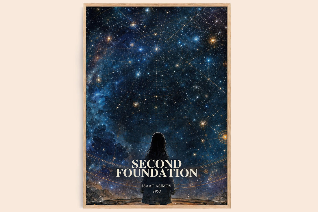 Second Foundation watercolour book poster by Isaac Asimov – framed literary art print