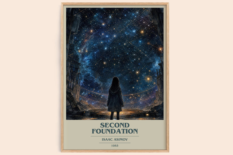 Second Foundation book cover book poster by Isaac Asimov – framed literary art print