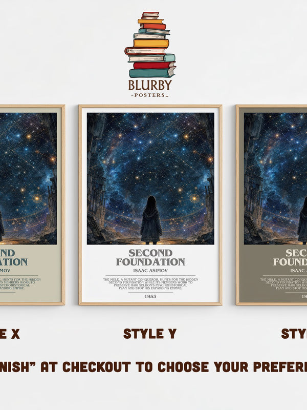 Second Foundation bookish print in frame leaning in hallway – sci fi wall art