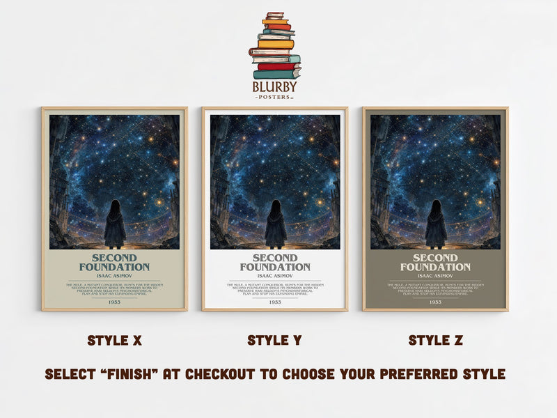 Second Foundation bookish print in frame leaning in hallway – sci fi wall art