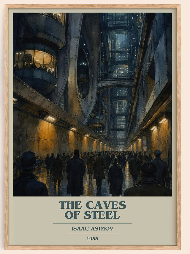 The Caves of Steel Book Cover Poster by Isaac Asimov