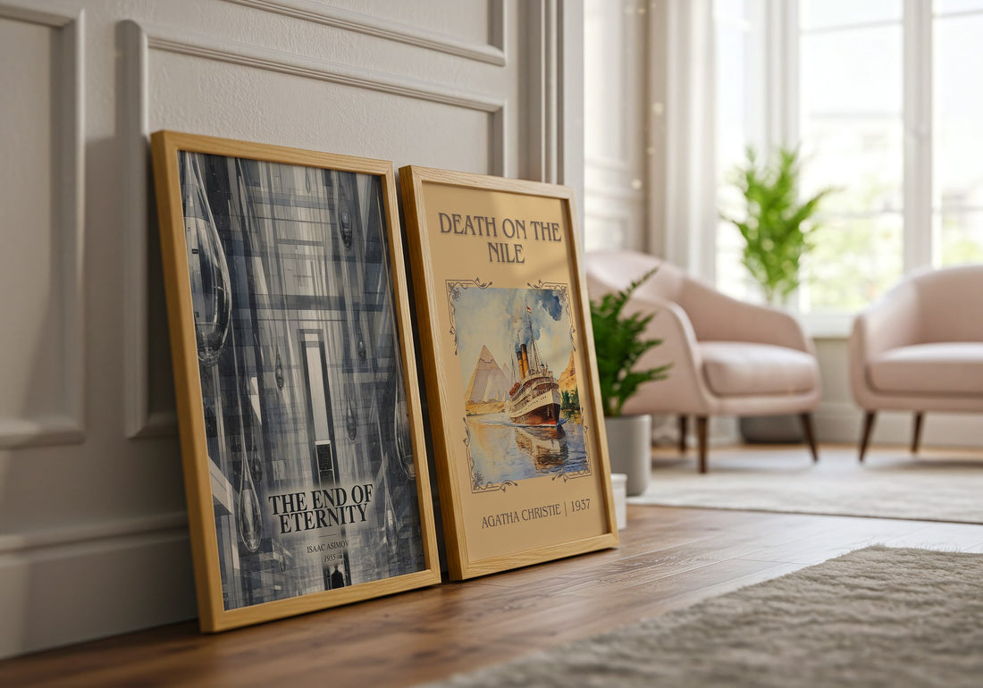 The End of Eternity watercolour print framed by window – literary home decor