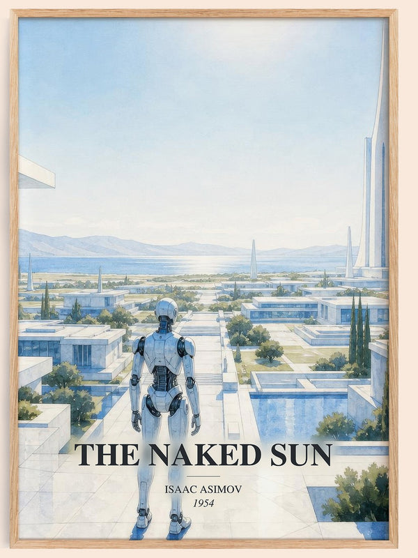 The Naked Sun watercolour book poster by Isaac Asimov – framed literary art print