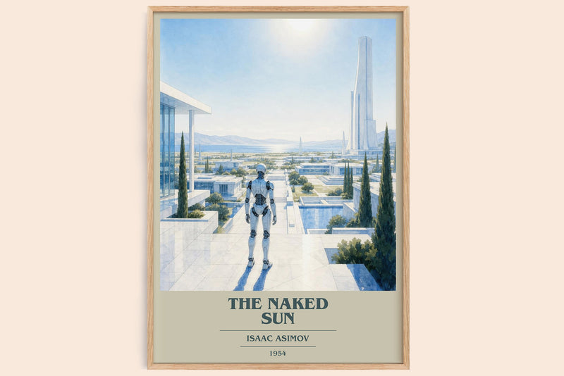 The Naked Sun book cover book poster by Isaac Asimov – framed literary art print
