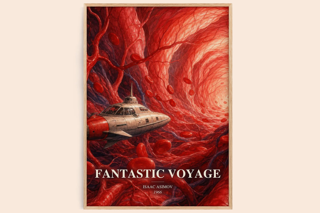 Fantastic Voyage watercolour book poster by Isaac Asimov – framed literary art print