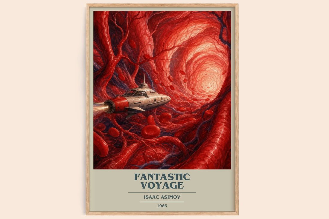 Fantastic Voyage book cover book poster by Isaac Asimov – framed literary art print