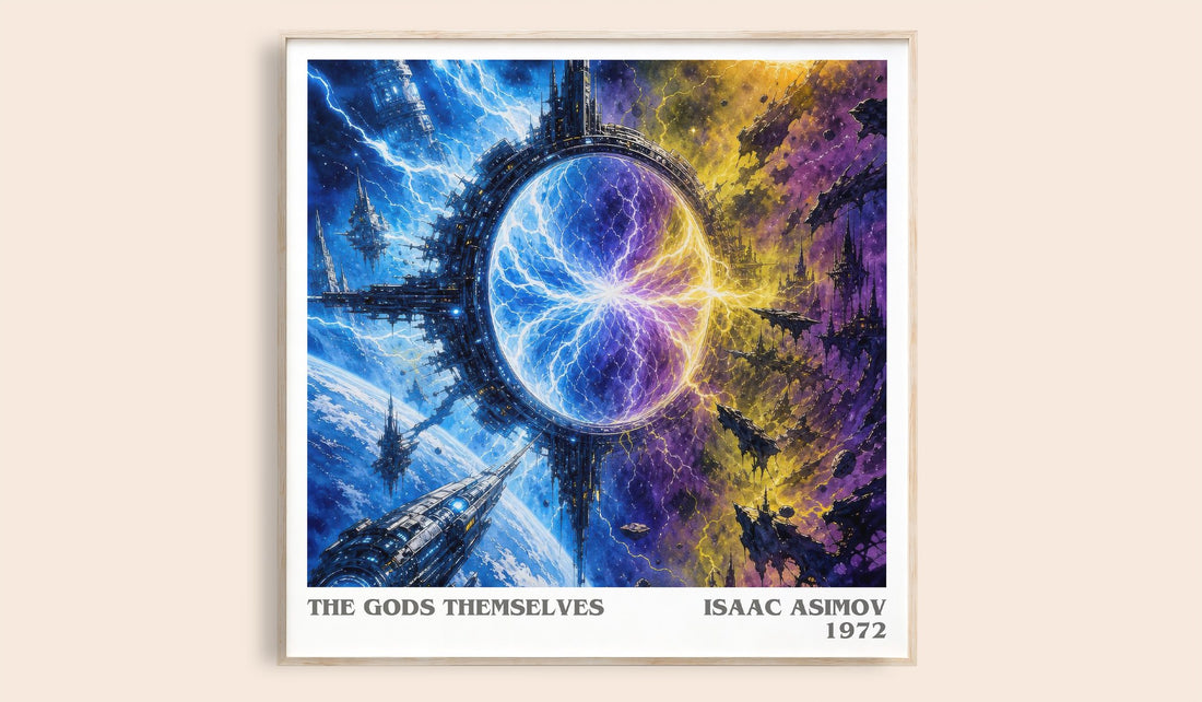 The Gods Themselves literary book poster by Isaac Asimov – framed literary art print