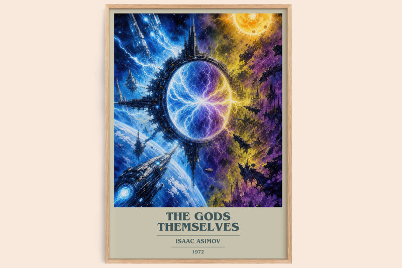 The Gods Themselves book cover book poster by Isaac Asimov – framed literary art print