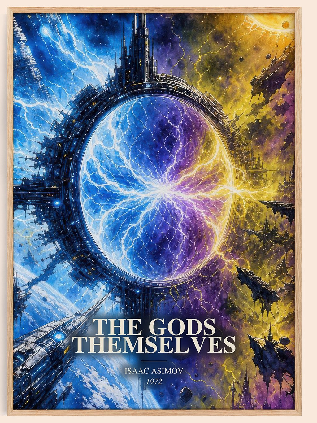 The Gods Themselves watercolour book poster by Isaac Asimov – framed literary art print
