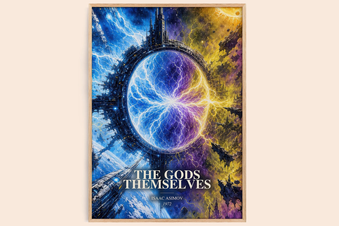 The Gods Themselves watercolour book poster by Isaac Asimov – framed literary art print