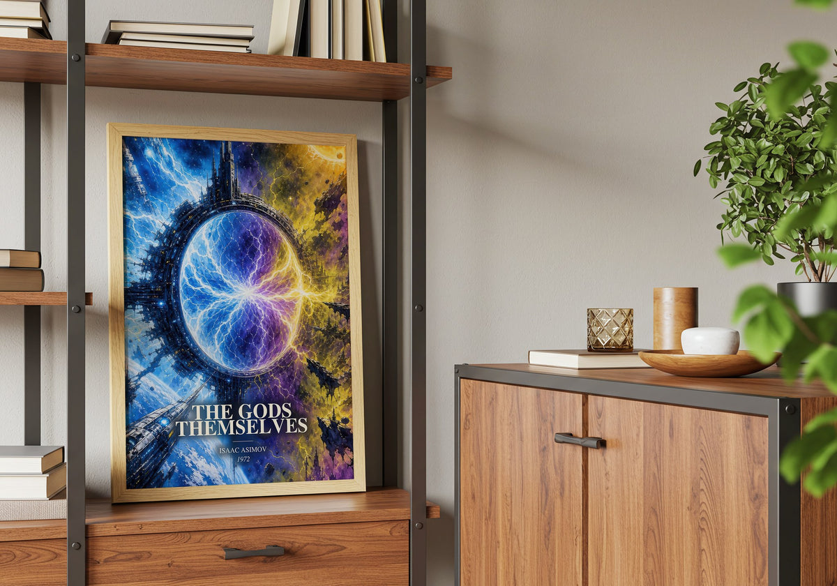 The Gods Themselves book watercolour illustration paper finish options – matte satin gloss
