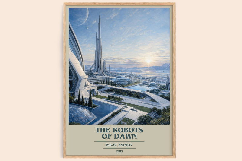 The Robots of Dawn book cover book poster by Isaac Asimov – framed literary art print