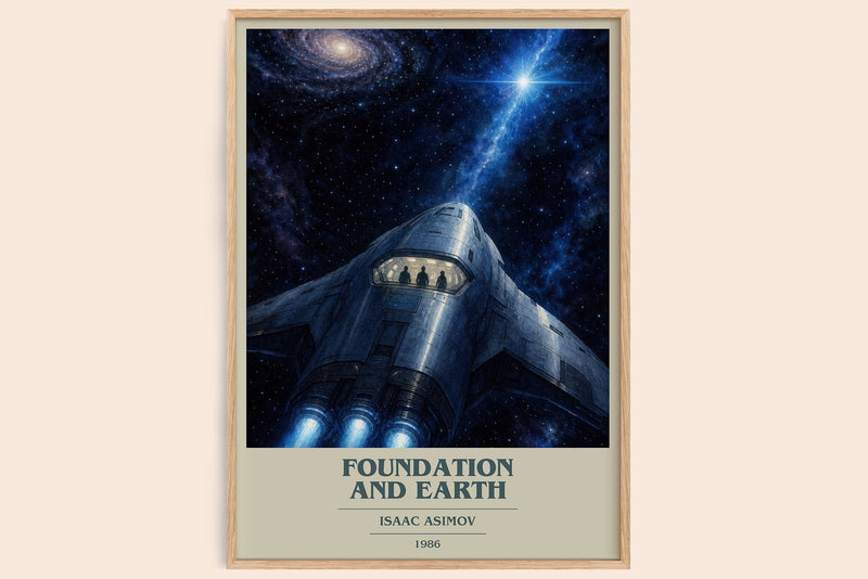 Foundation and Earth book cover book poster by Isaac Asimov – framed literary art print