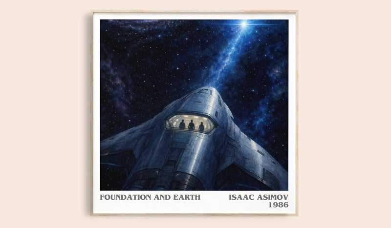 Foundation and Earth literary book poster by Isaac Asimov – framed literary art print