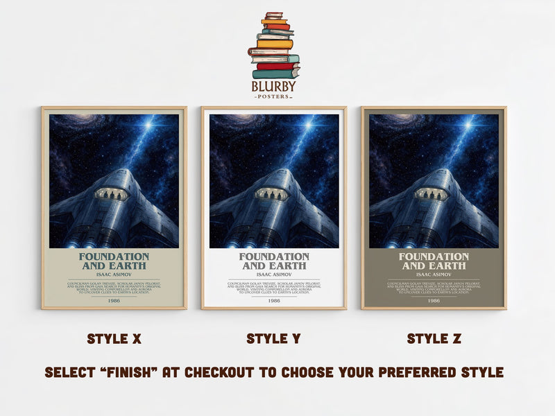 Foundation and Earth bookish print in frame leaning in hallway – sci fi wall art