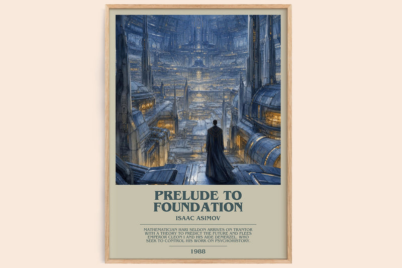 Prelude to Foundation bookish book poster by Isaac Asimov – framed literary art print