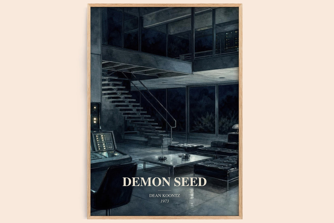 Demon Seed watercolour book poster by Dean Koontz – framed literary art print