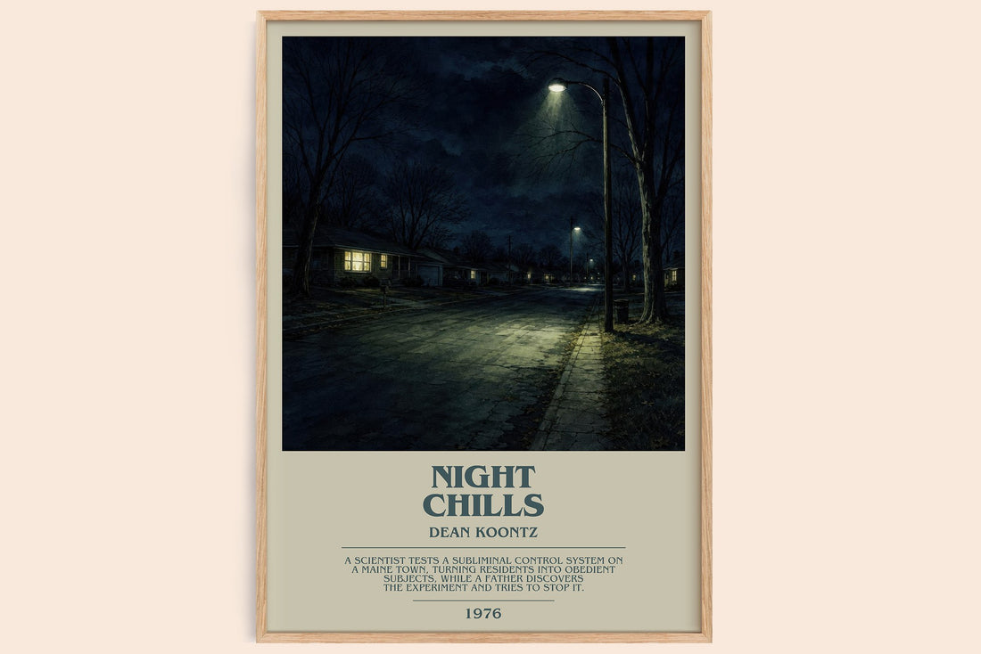 Night Chills bookish book poster by Dean Koontz – framed literary art print