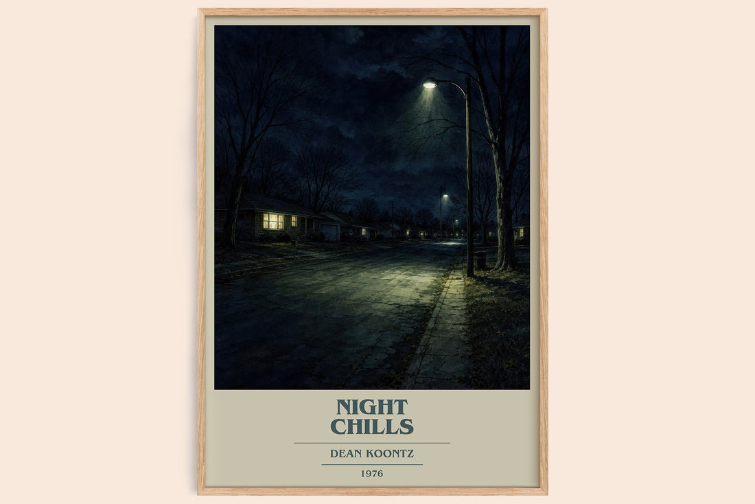Night Chills book cover book poster by Dean Koontz – framed literary art print