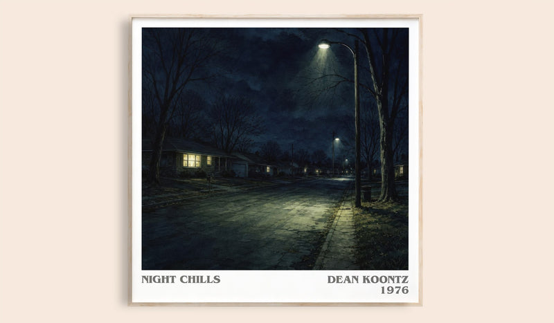 Night Chills literary book poster by Dean Koontz – framed literary art print